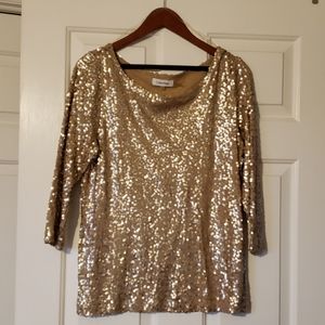 Calvin Klein Tops - Calvin Klein Gold Sequin Shirt Calvin Klein Tops - Calvin Klein Gold Sequin Shirt